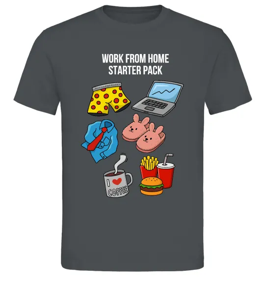 Мужская футболка Work from home starter pack Графит фото