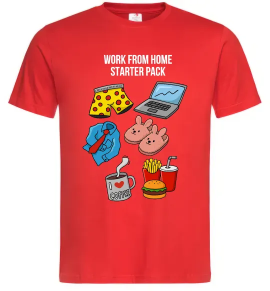 Мужская футболка Work from home starter pack Красный фото