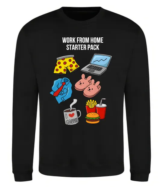 Свитшот Work from home starter pack Черный фото