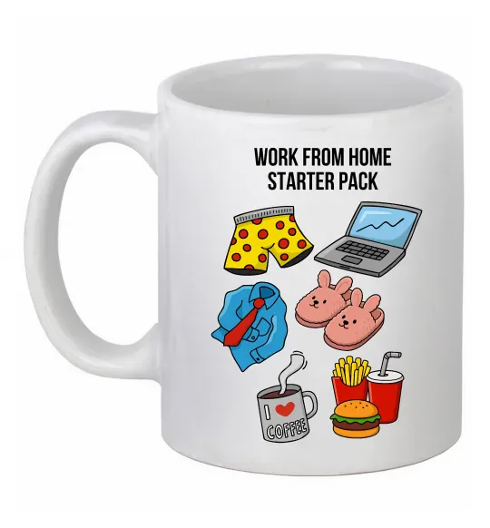 Чашка керамічна Work from home starter pack Білий фото