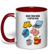 Чашка с цветной ручкой Work from home starter pack Красный фото