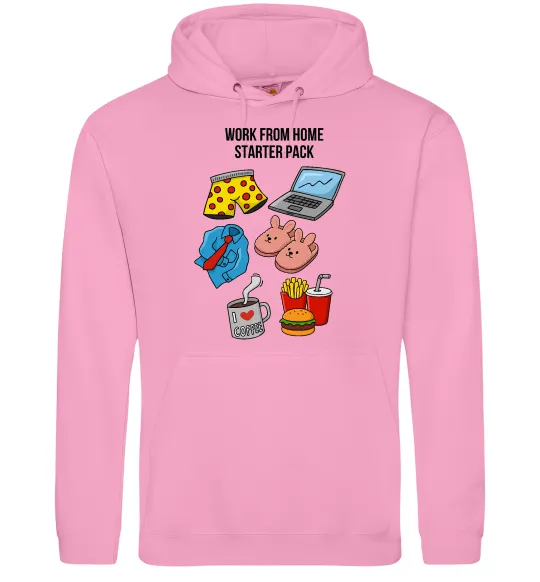 Женская толстовка (худи) Work from home starter pack Розовый фото