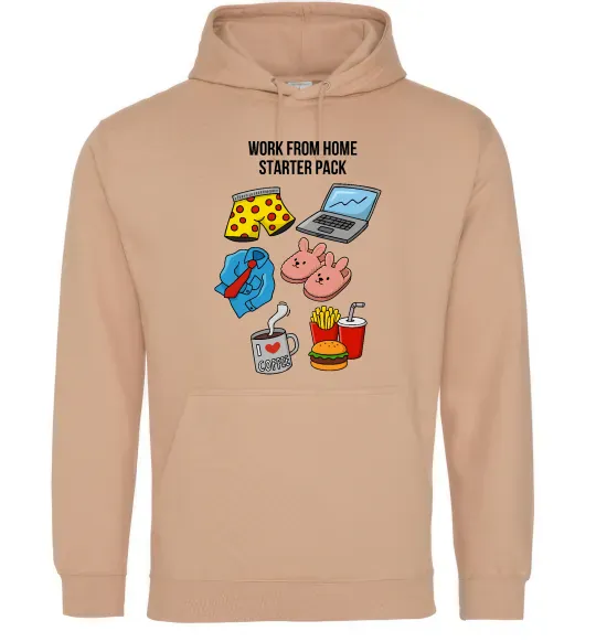 Женская толстовка (худи) Work from home starter pack Песочный фото