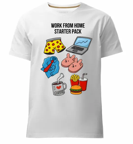 Мужская премиум футболка Work from home starter pack Белый фото