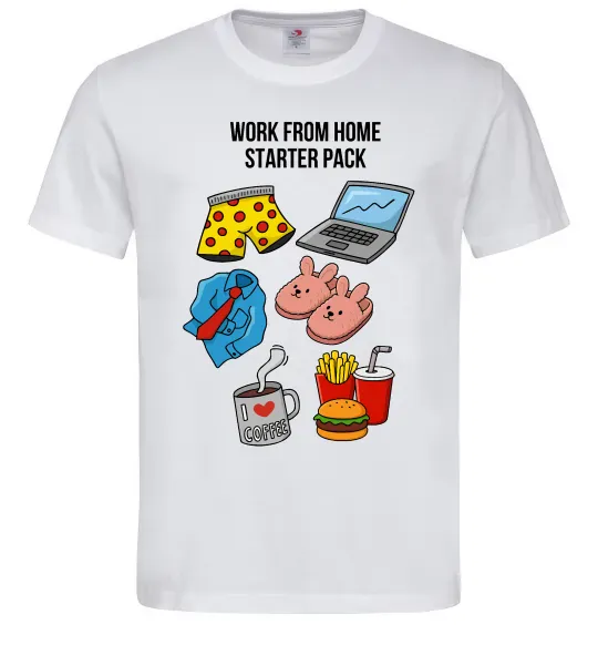 Мужская футболка Work from home starter pack Белый фото
