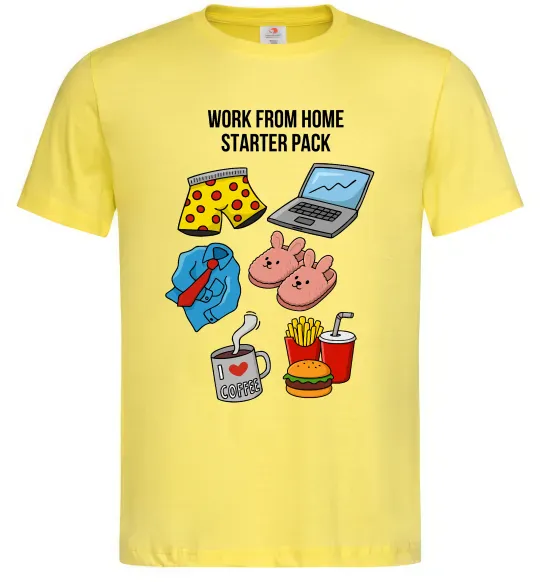 Мужская футболка Work from home starter pack Лимонный фото
