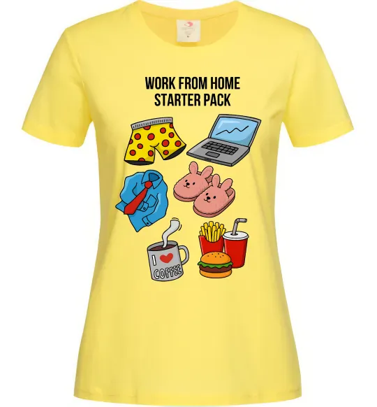 Жіноча футболка Work from home starter pack Лимонний фото