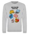Свитшот Work from home starter pack Серый меланж фото