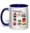 Чашка с цветной ручкой Vintage vibe Глубокий темно-синий фото