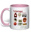 Чашка с цветной ручкой Vintage vibe Нежно розовый фото