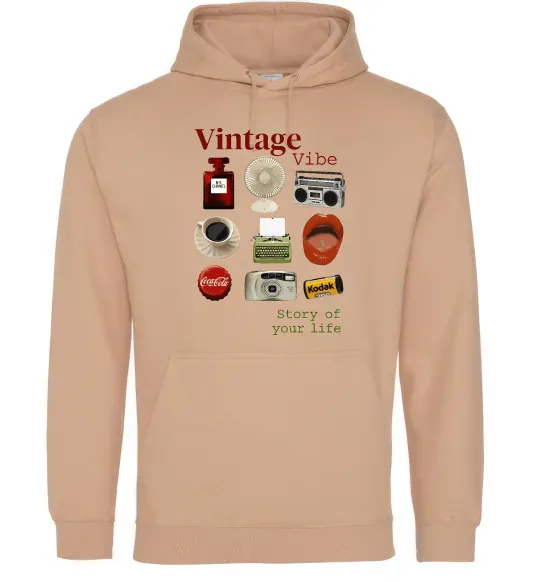 Чоловіча толстовка (худі) Vintage vibe Пісочний фото