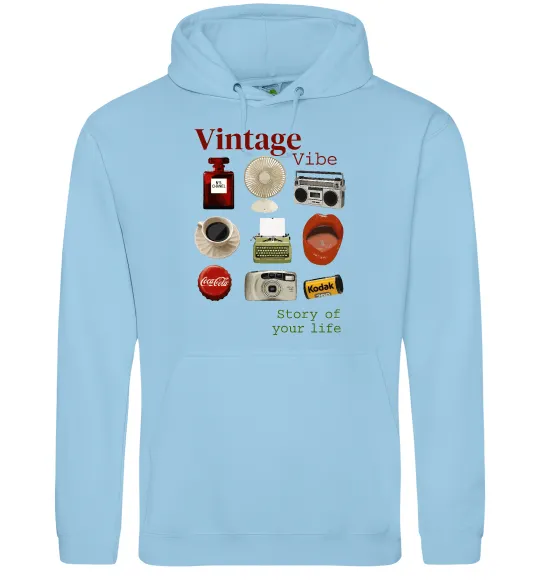 Чоловіча толстовка (худі) Vintage vibe Блакитний фото
