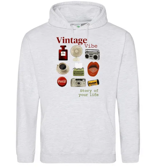 Женская толстовка (худи) Vintage vibe Серый меланж фото