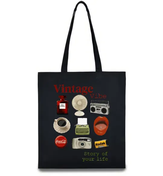 Еко-сумка Vintage vibe Чорний фото