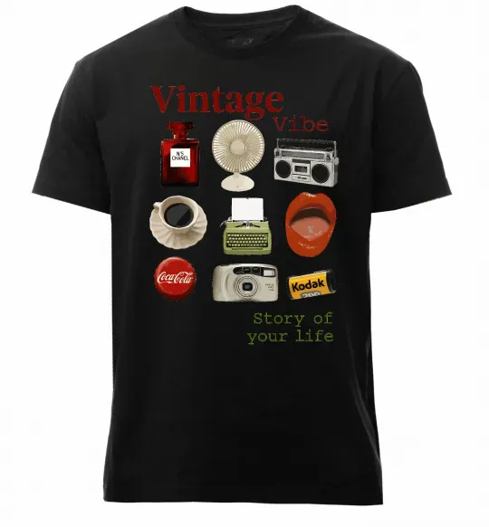 Чоловіча преміум футболка Vintage vibe Чорний фото