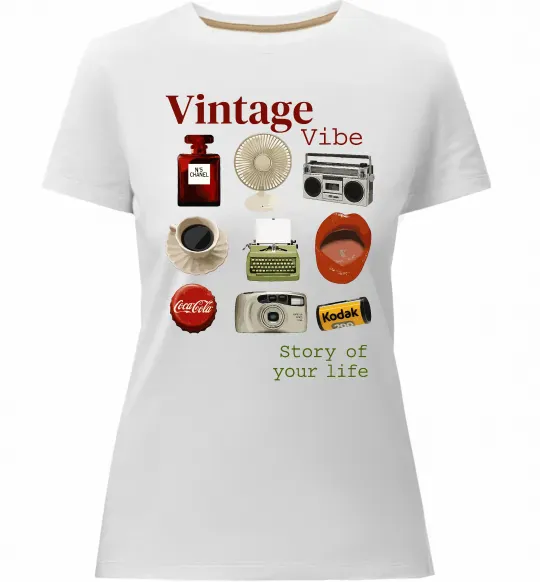 Жіноча преміум футболка Vintage vibe Білий фото