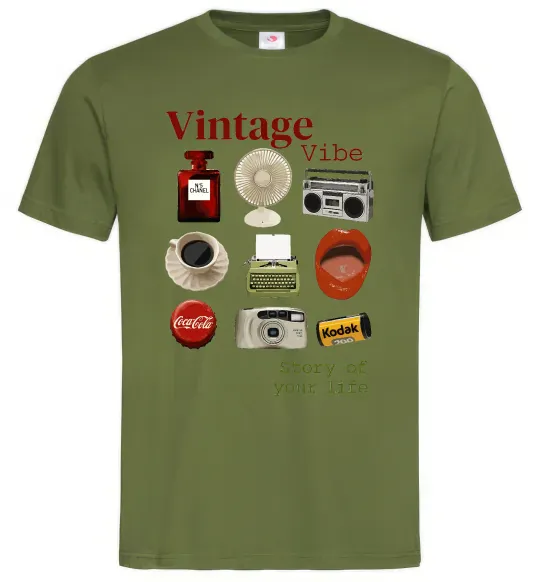 Чоловіча футболка Vintage vibe Оливковий фото