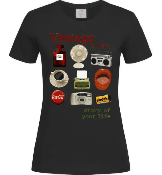 Жіноча футболка Vintage vibe Чорний фото