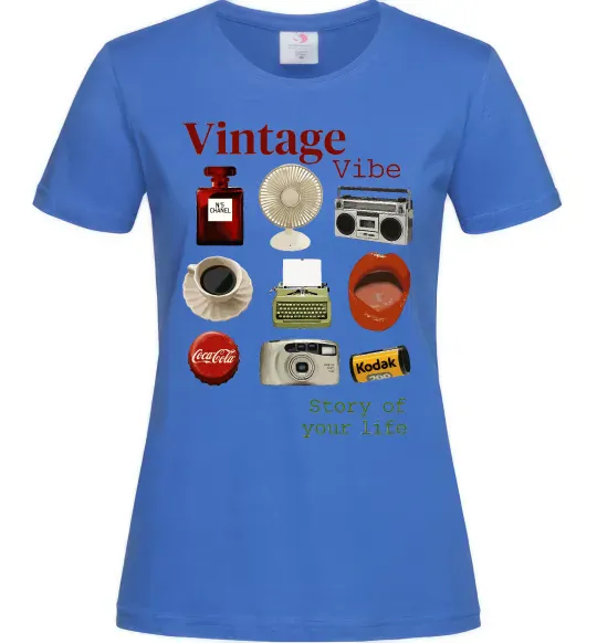 Жіноча футболка Vintage vibe Яскраво-синій фото