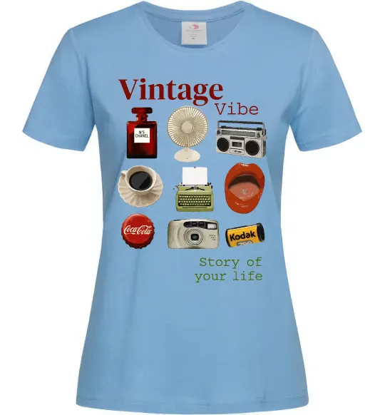 Жіноча футболка Vintage vibe Блакитний фото