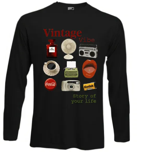 Лонгслів Vintage vibe Чорний фото