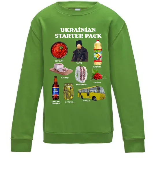 Дитячий світшот Ukrainian starter pack Лаймовий фото