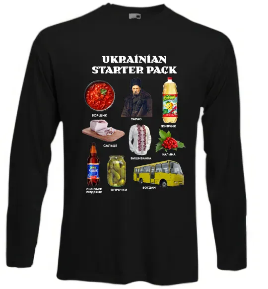 Лонгслів Ukrainian starter pack Чорний фото