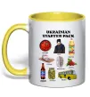 Чашка з кольоровою ручкою Ukrainian starter pack Сонячно жовтий фото