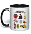 Чашка з кольоровою ручкою Ukrainian starter pack Чорний фото