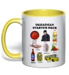 Чашка с цветной ручкой Ukrainian starter pack Лимонный фото