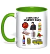 Чашка з кольоровою ручкою Ukrainian starter pack Зелений фото