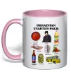 Чашка з кольоровою ручкою Ukrainian starter pack Ніжно рожевий фото