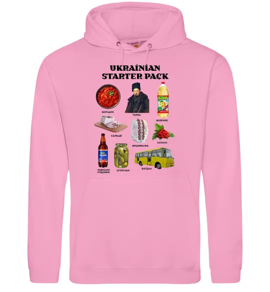 Мужская толстовка (худи) Ukrainian starter pack Розовый фото
