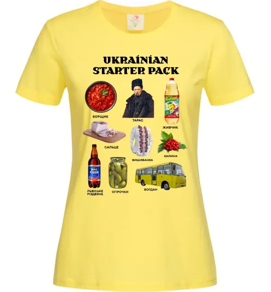 Жіноча футболка Ukrainian starter pack Лимонний фото