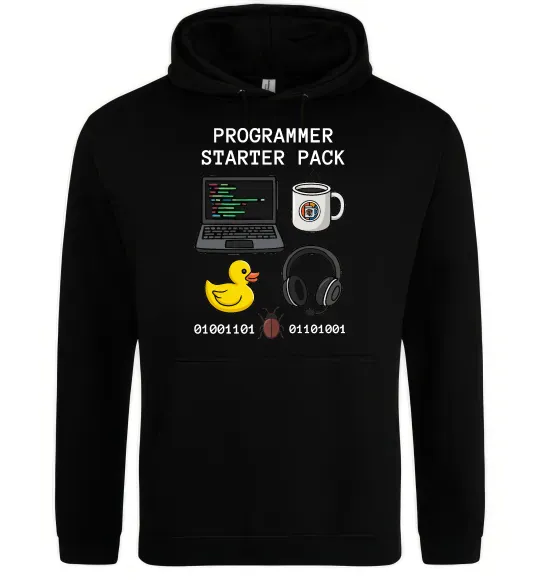 Жіноча толстовка (худі) Programmer starter pack Чорний фото