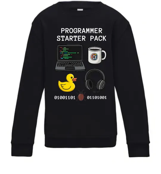 Дитячий світшот Programmer starter pack Чорний фото