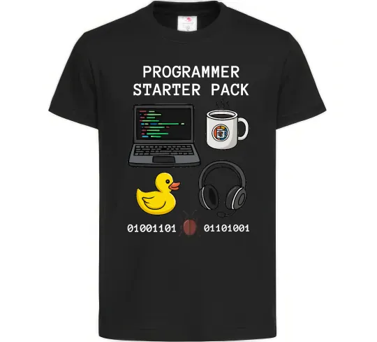 Детская футболка Programmer starter pack Черный фото