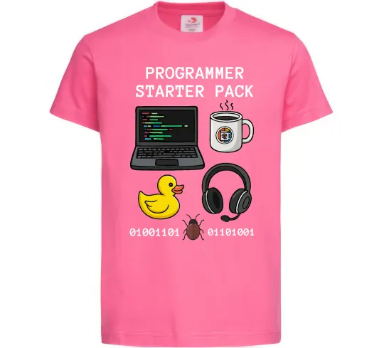 Детская футболка Programmer starter pack Ярко-розовый фото