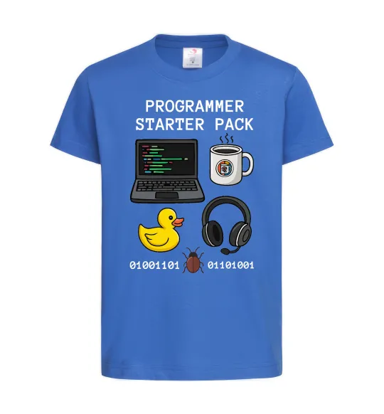 Детская футболка Programmer starter pack Ярко-синий фото