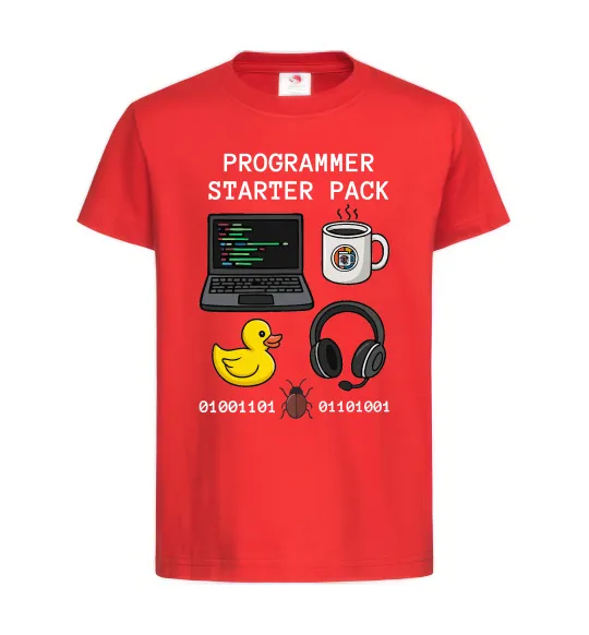 Детская футболка Programmer starter pack Красный фото