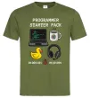 Чоловіча футболка Programmer starter pack Оливковий фото