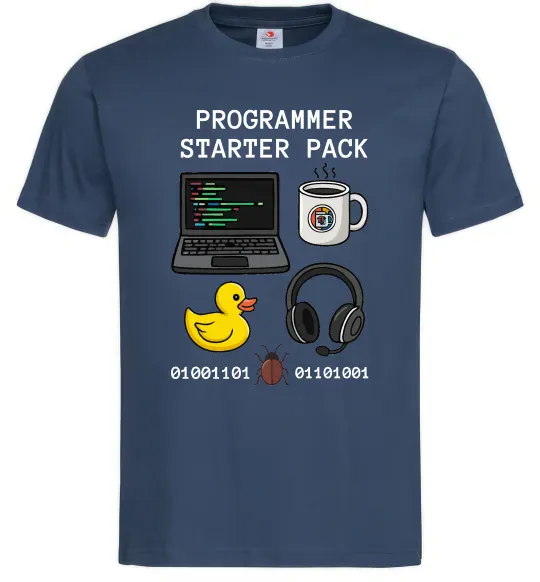 Чоловіча футболка Programmer starter pack Темно-синій фото