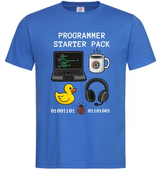 Чоловіча футболка Programmer starter pack Яскраво-синій фото