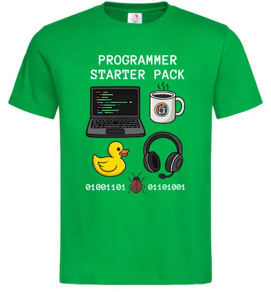 Чоловіча футболка Programmer starter pack Зелений фото