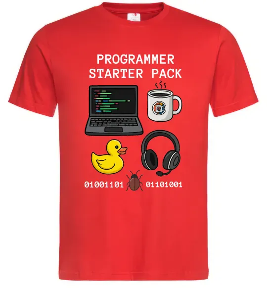 Чоловіча футболка Programmer starter pack Червоний фото