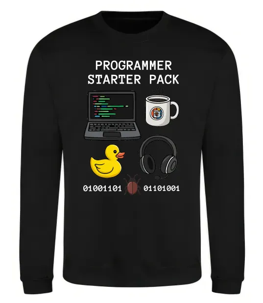 Світшот Programmer starter pack Чорний фото