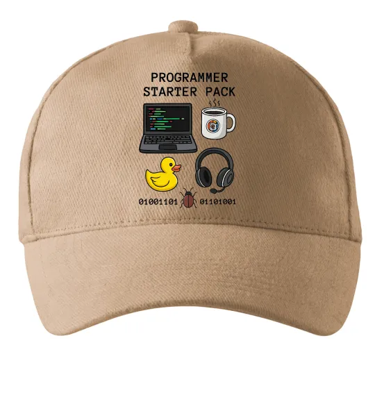 Кепка Programmer starter pack Пісочний фото