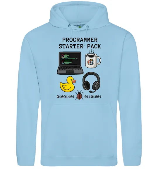 Жіноча толстовка (худі) Programmer starter pack Блакитний фото