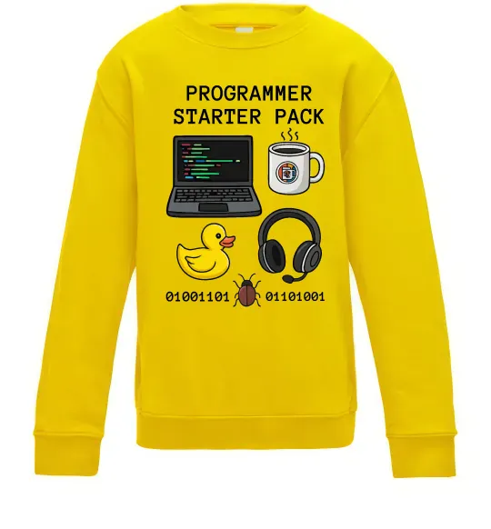 Дитячий світшот Programmer starter pack Сонячно жовтий фото