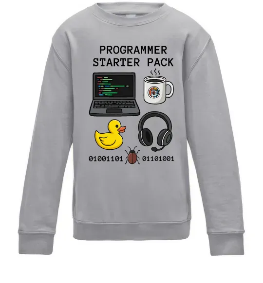 Дитячий світшот Programmer starter pack Сірий меланж фото